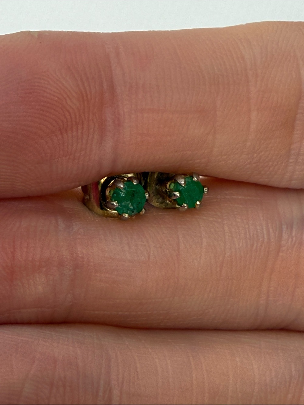 Gold tone Emerald Green Stud Earrings - Green Gemstone Earrings